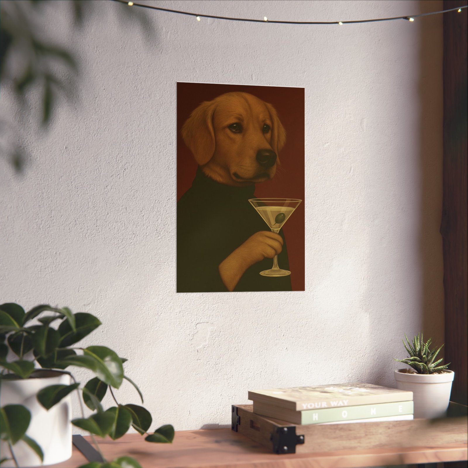 Golden Retriever Dog Martini Art Poster - Image 2