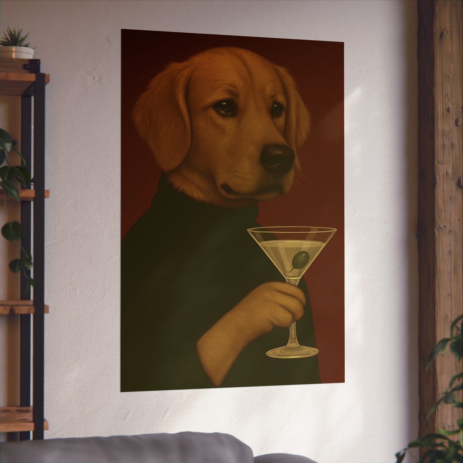 Golden Retriever Dog Martini Art Poster - Image 32