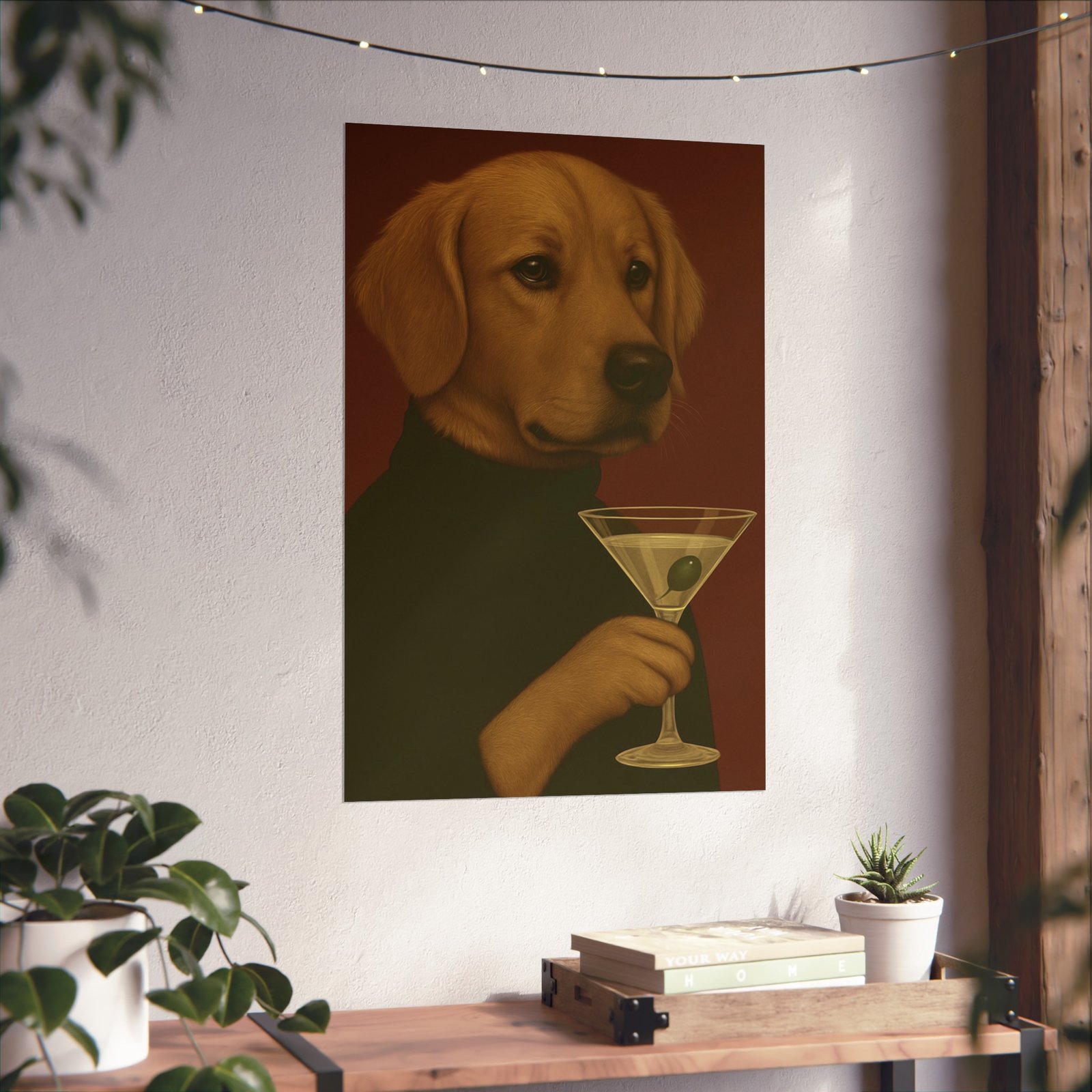 Golden Retriever Dog Martini Art Poster - Image 22