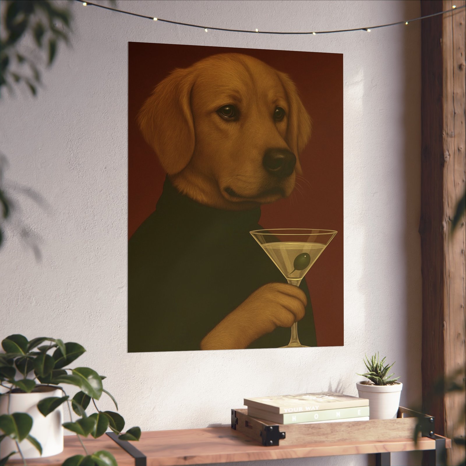 Golden Retriever Dog Martini Art Poster - Image 26