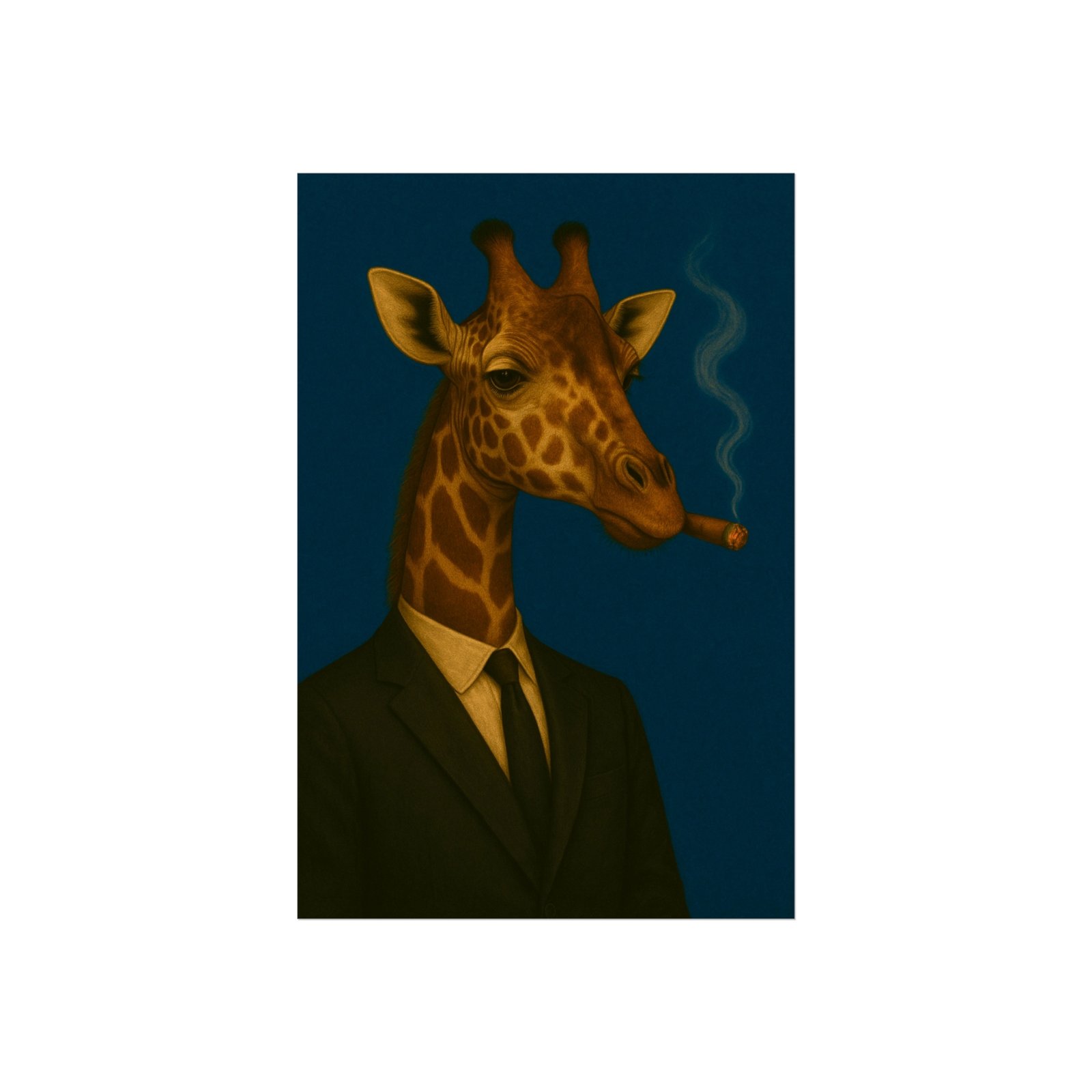 Giraffe Smoking Cigar Art Poster - Image 31