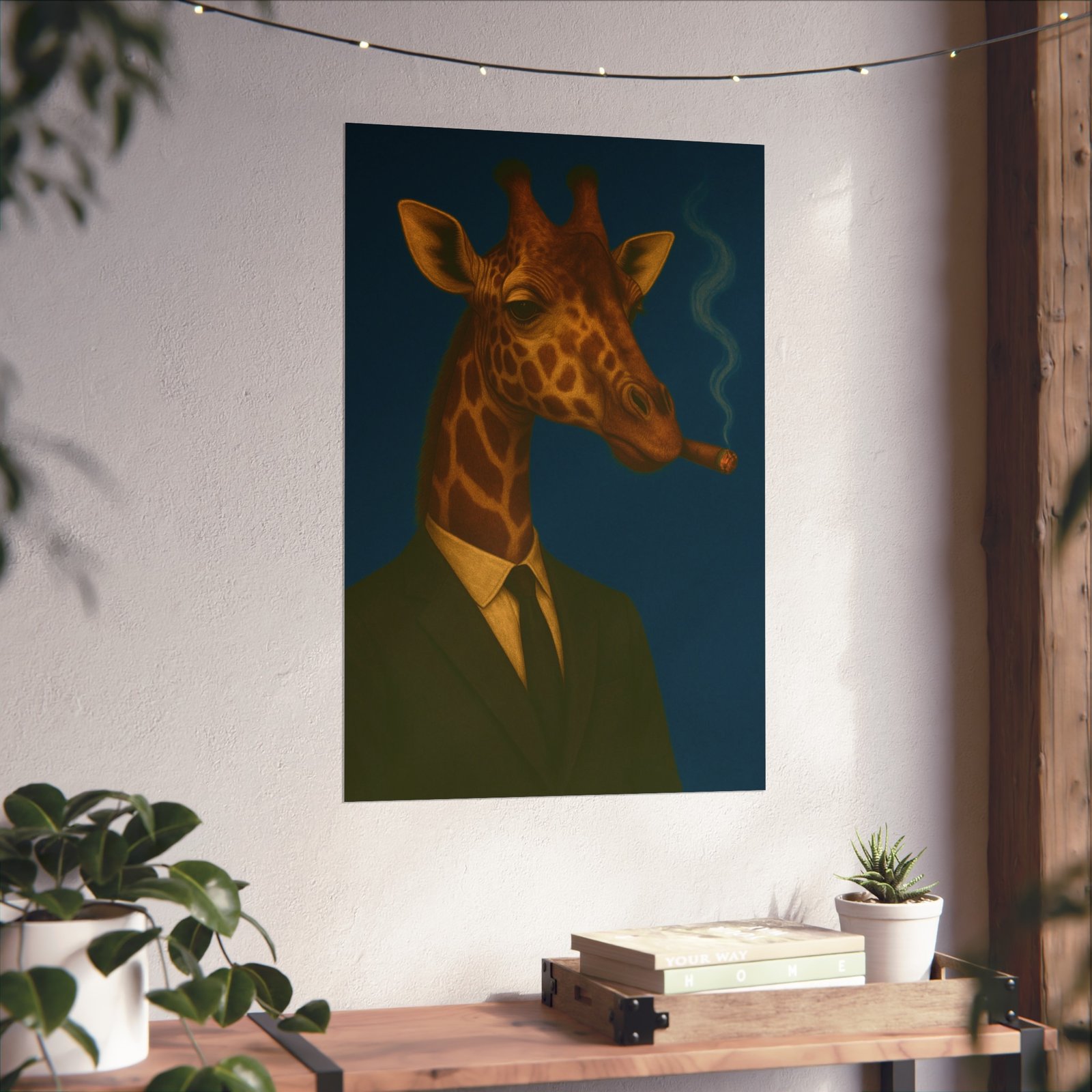 Giraffe Smoking Cigar Art Poster - Image 22