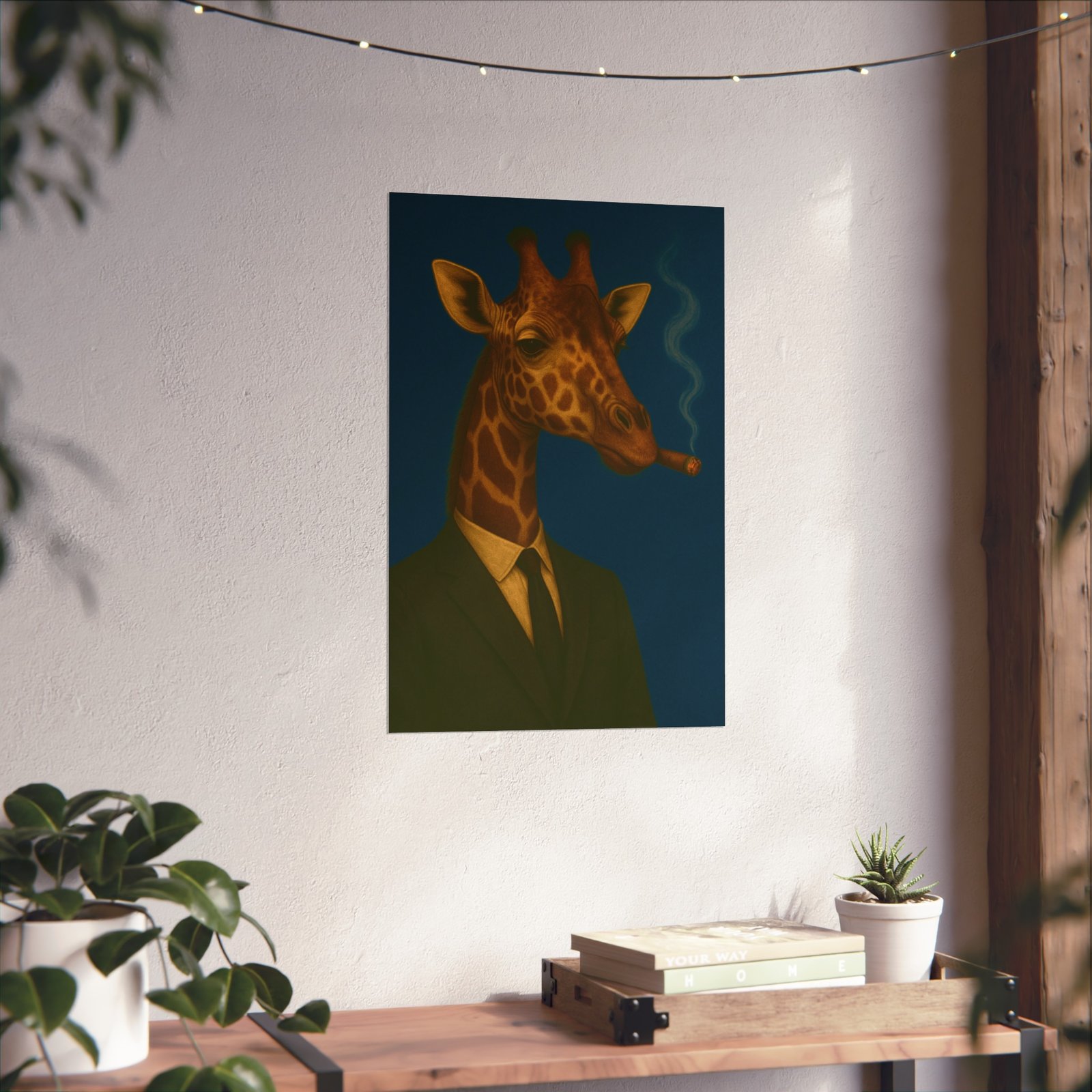 Giraffe Smoking Cigar Art Poster - Image 18