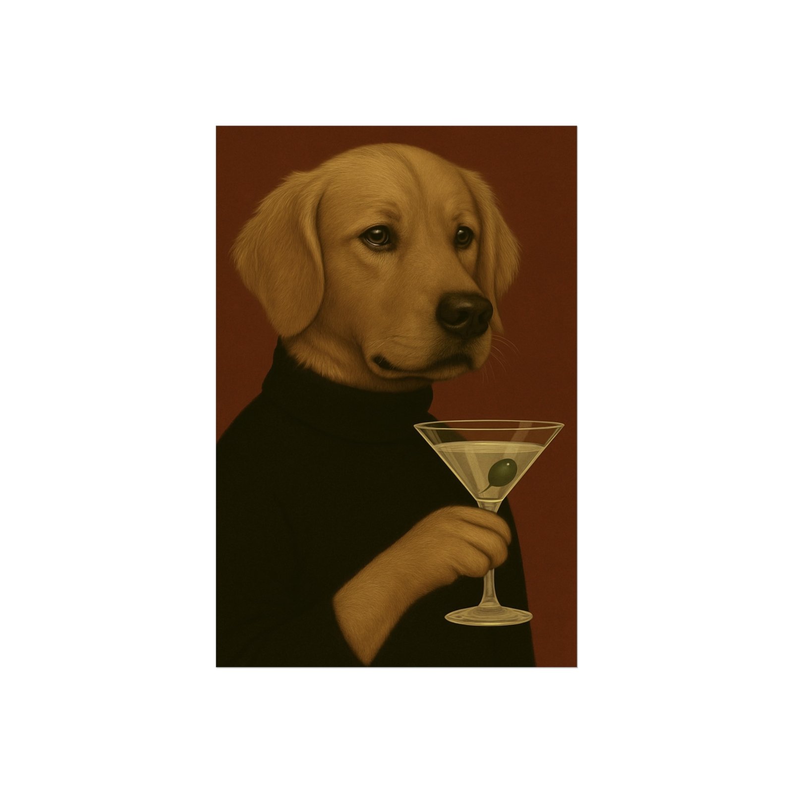 Golden Retriever Dog Martini Art Poster - Image 31