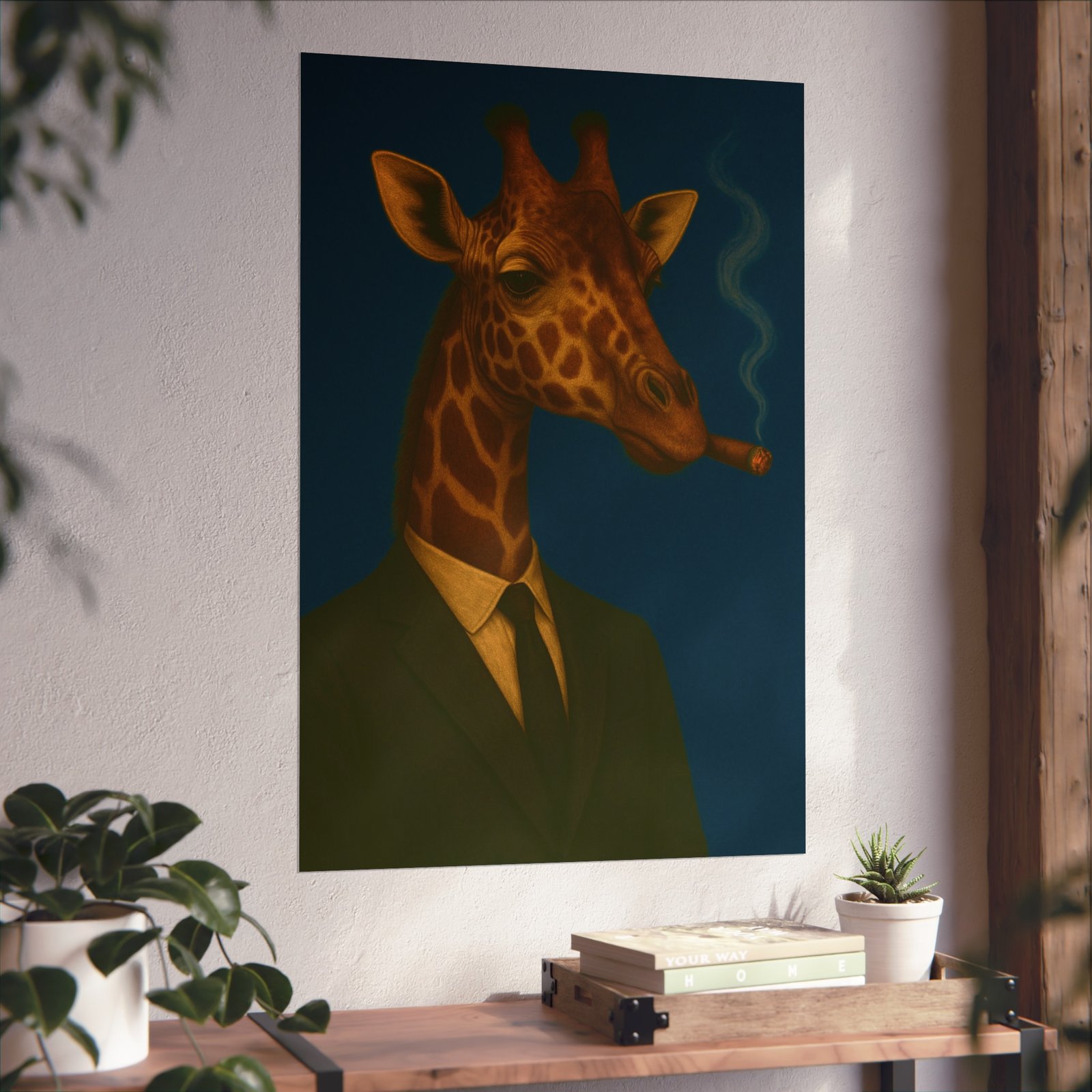 Giraffe Smoking Cigar Art Poster - Image 28