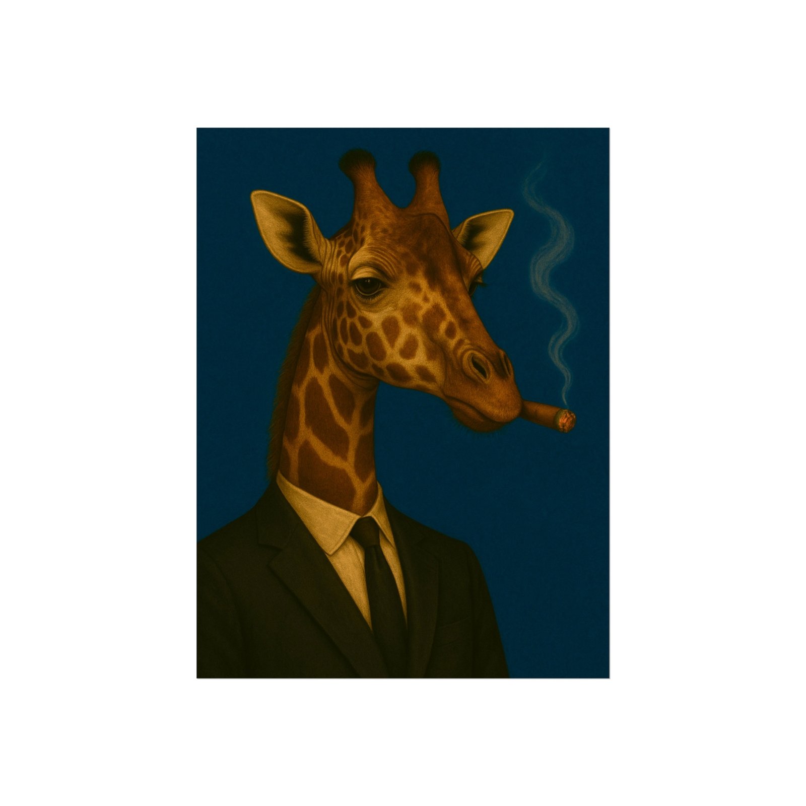Giraffe Smoking Cigar Art Poster - Image 19