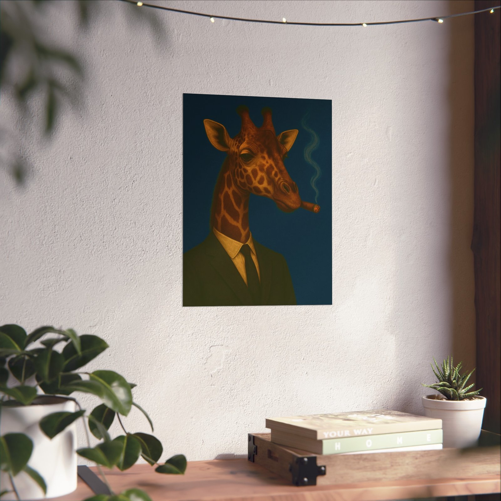 Giraffe Smoking Cigar Art Poster - Image 12