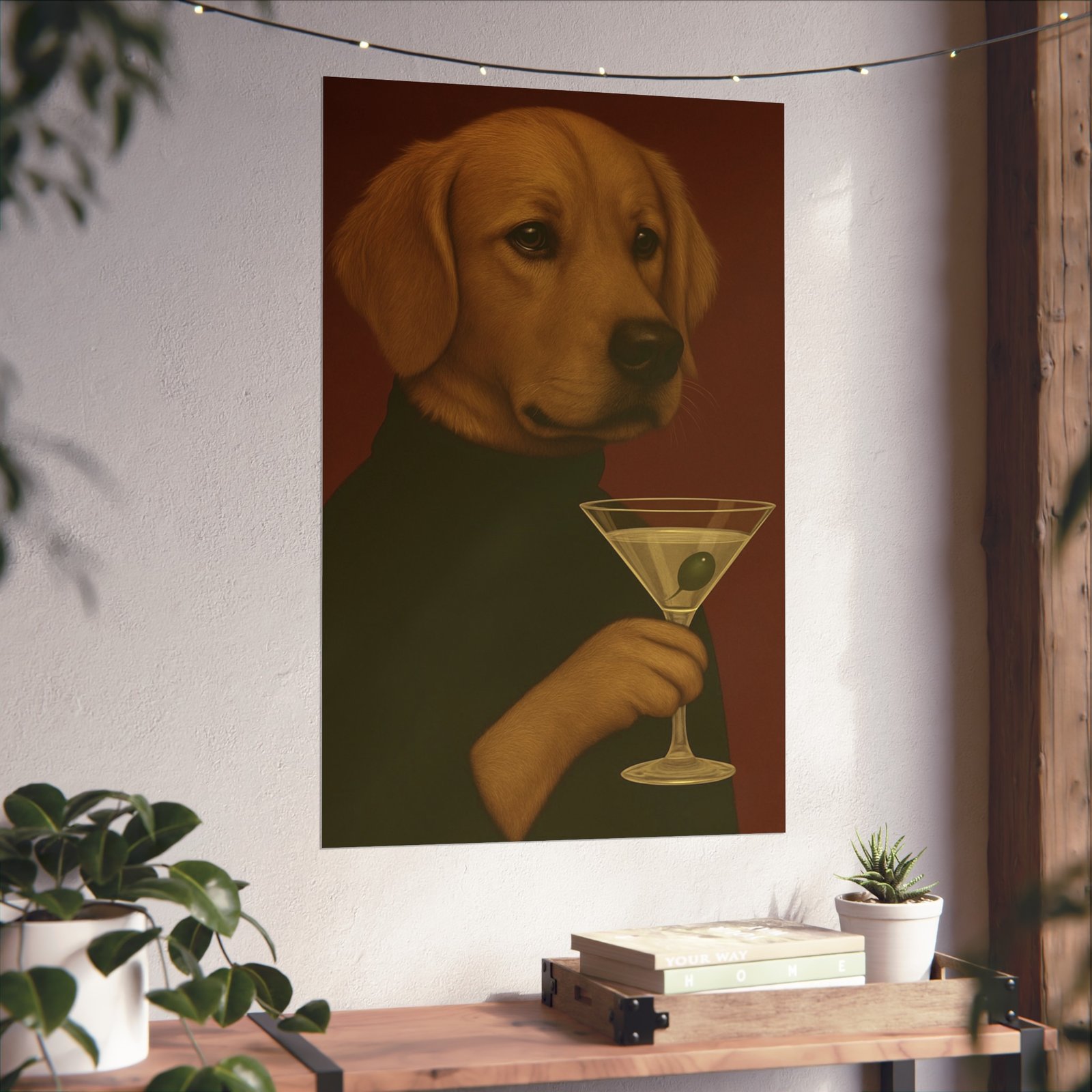 Golden Retriever Dog Martini Art Poster - Image 24