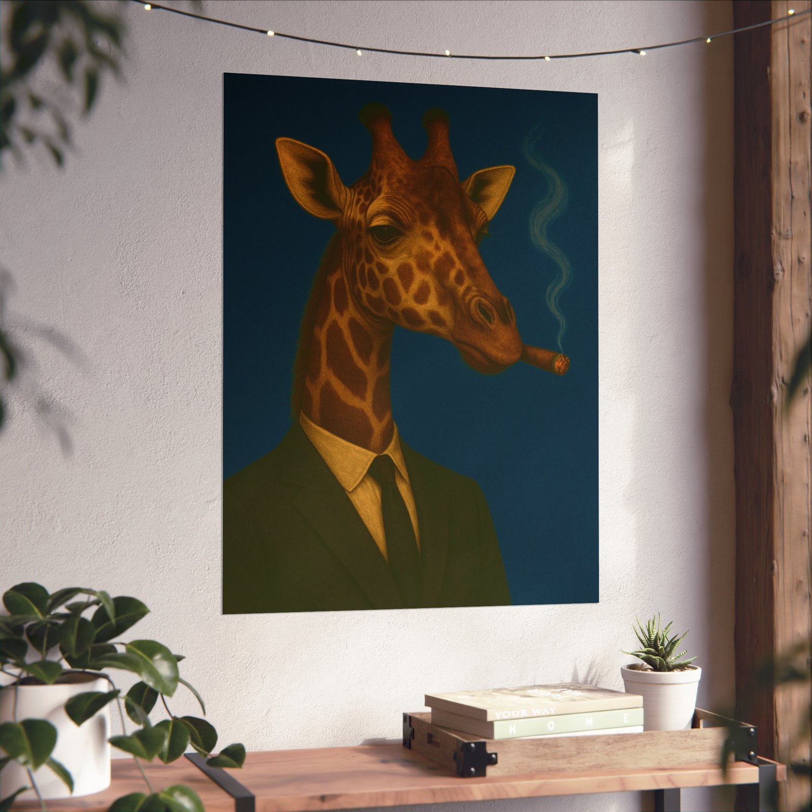 Giraffe Smoking Cigar Art Poster - Image 26