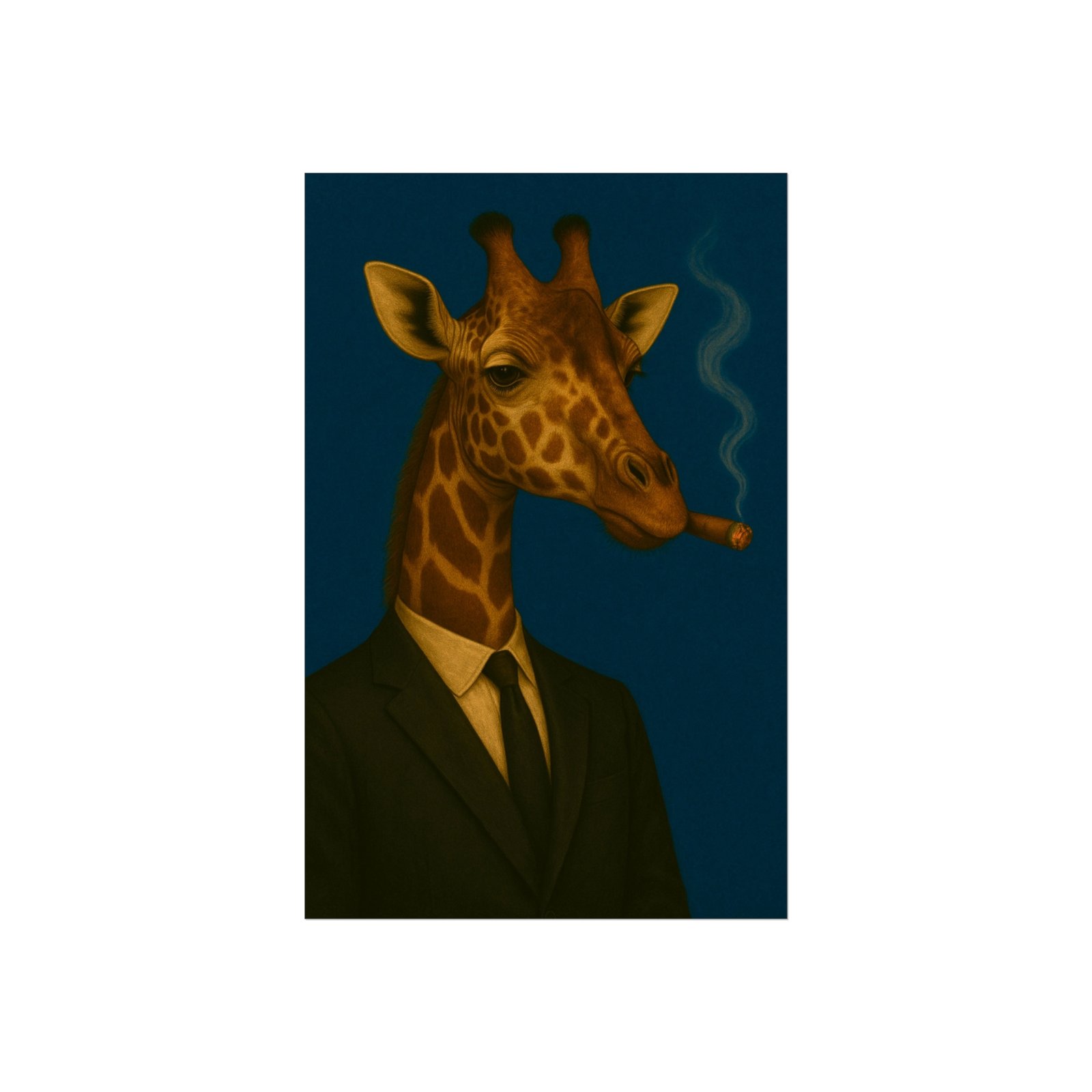 Giraffe Smoking Cigar Art Poster