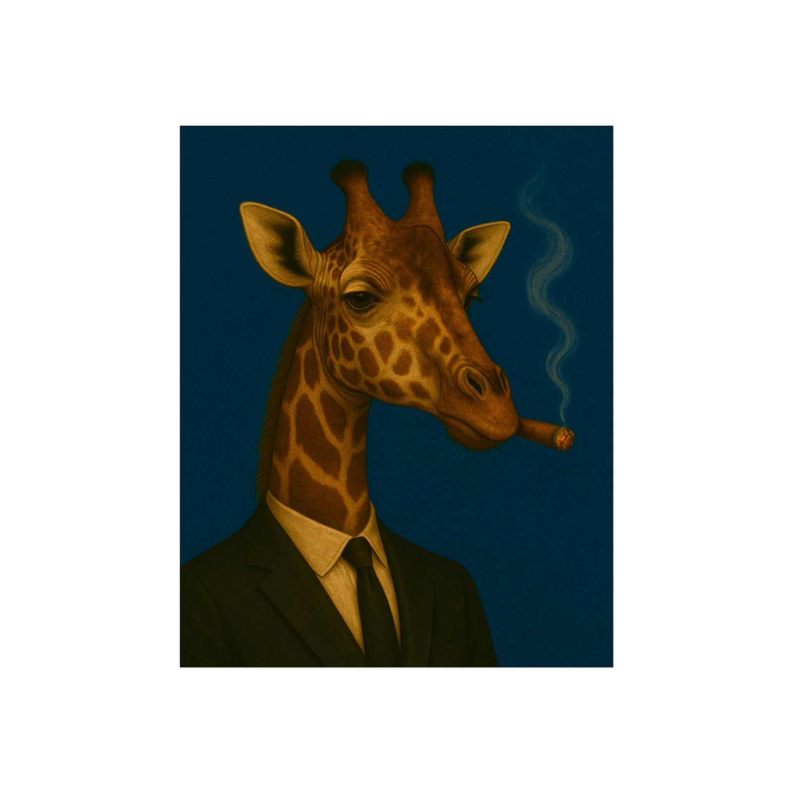 Giraffe Smoking Cigar Art Poster - Image 3