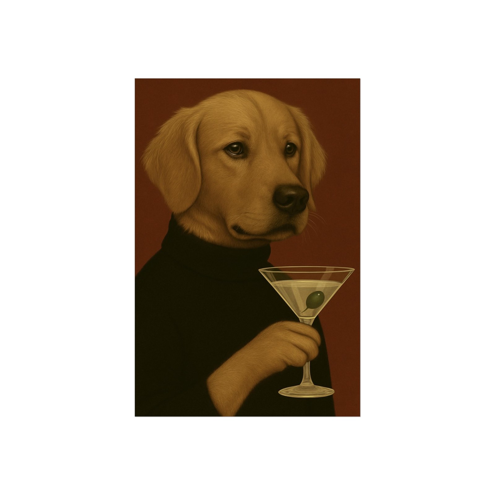 Golden Retriever Dog Martini Art Poster - Image 15