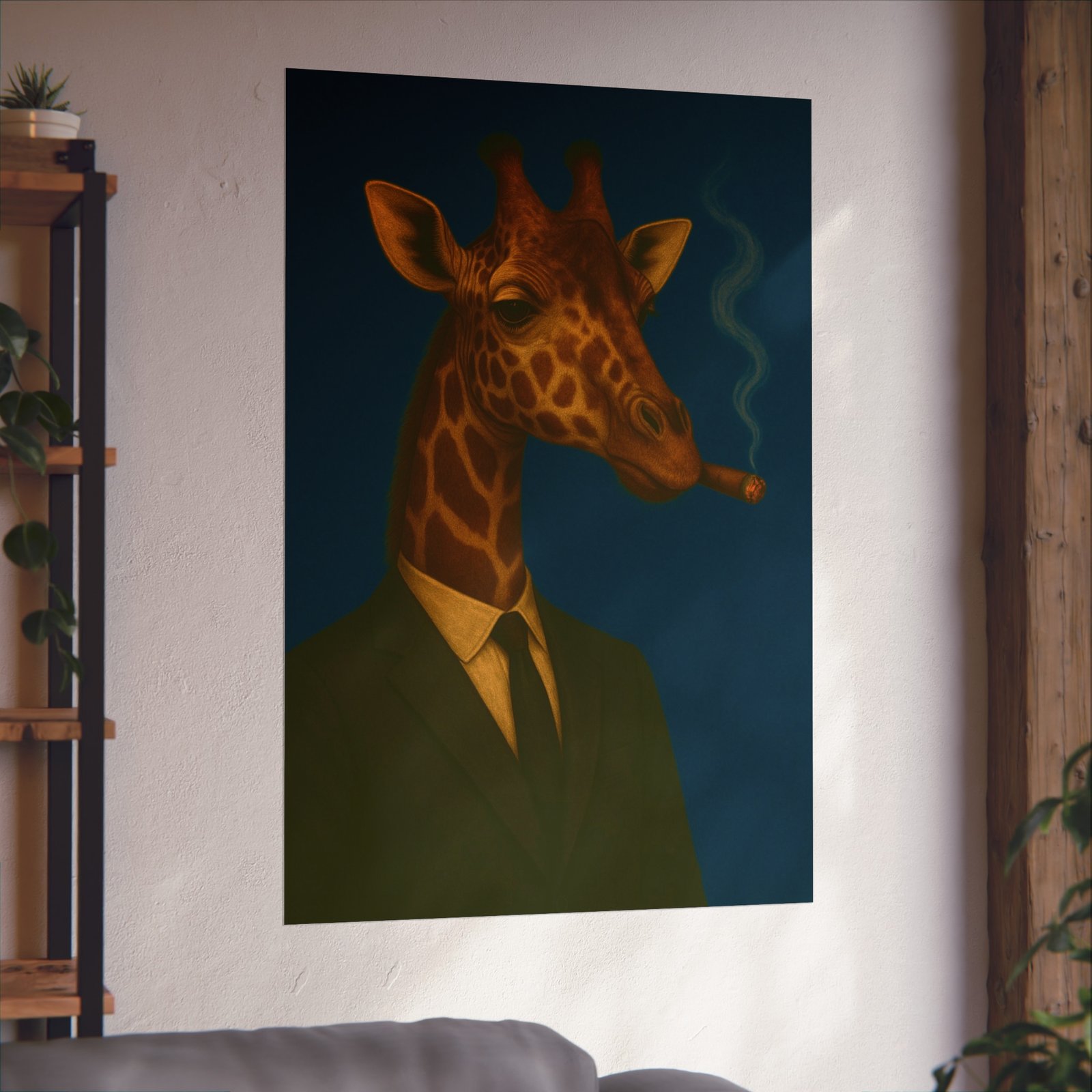 Giraffe Smoking Cigar Art Poster - Image 32