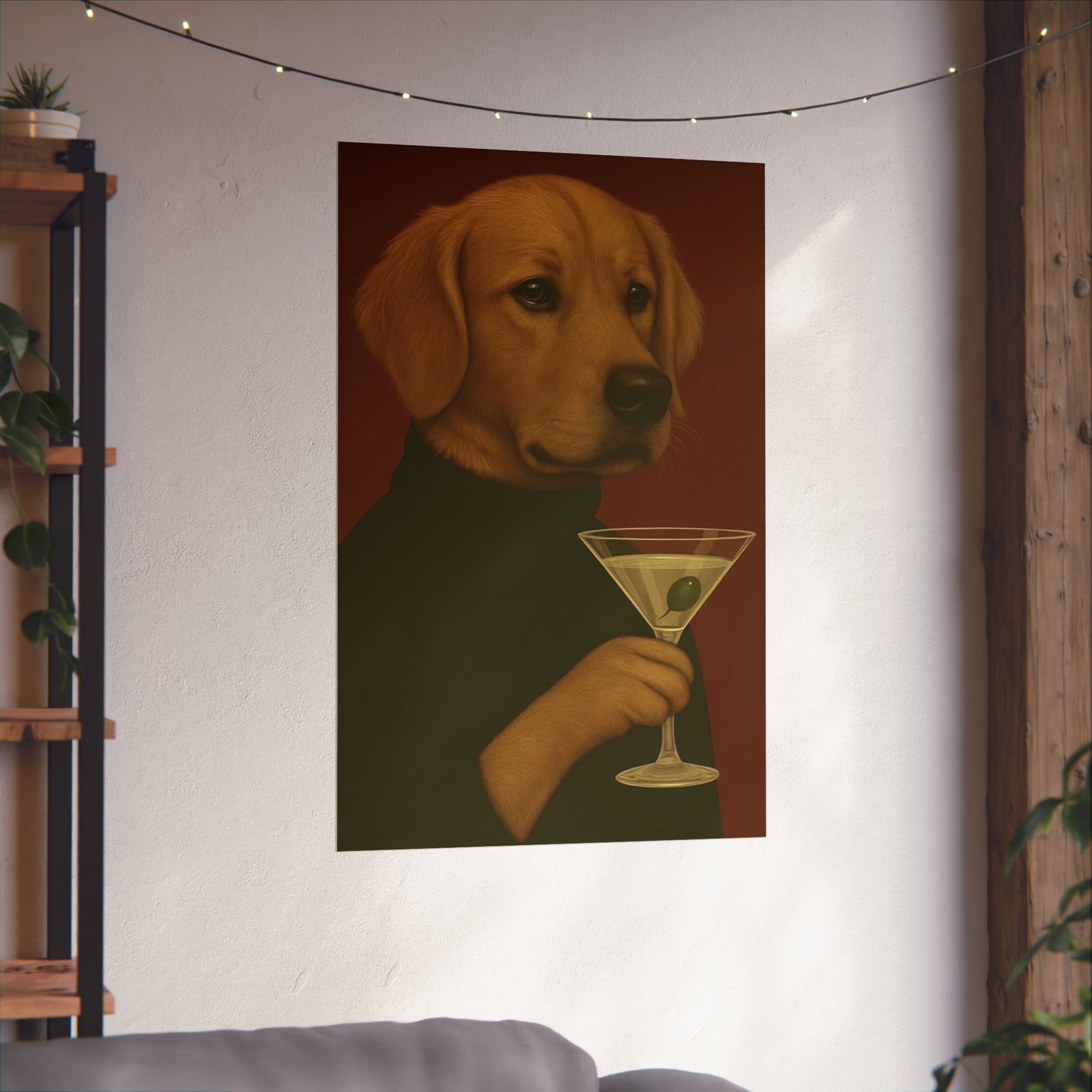 Golden Retriever Dog Martini Art Poster - Image 30