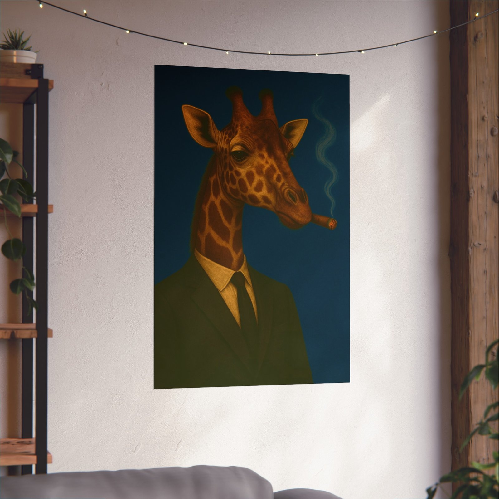 Giraffe Smoking Cigar Art Poster - Image 30
