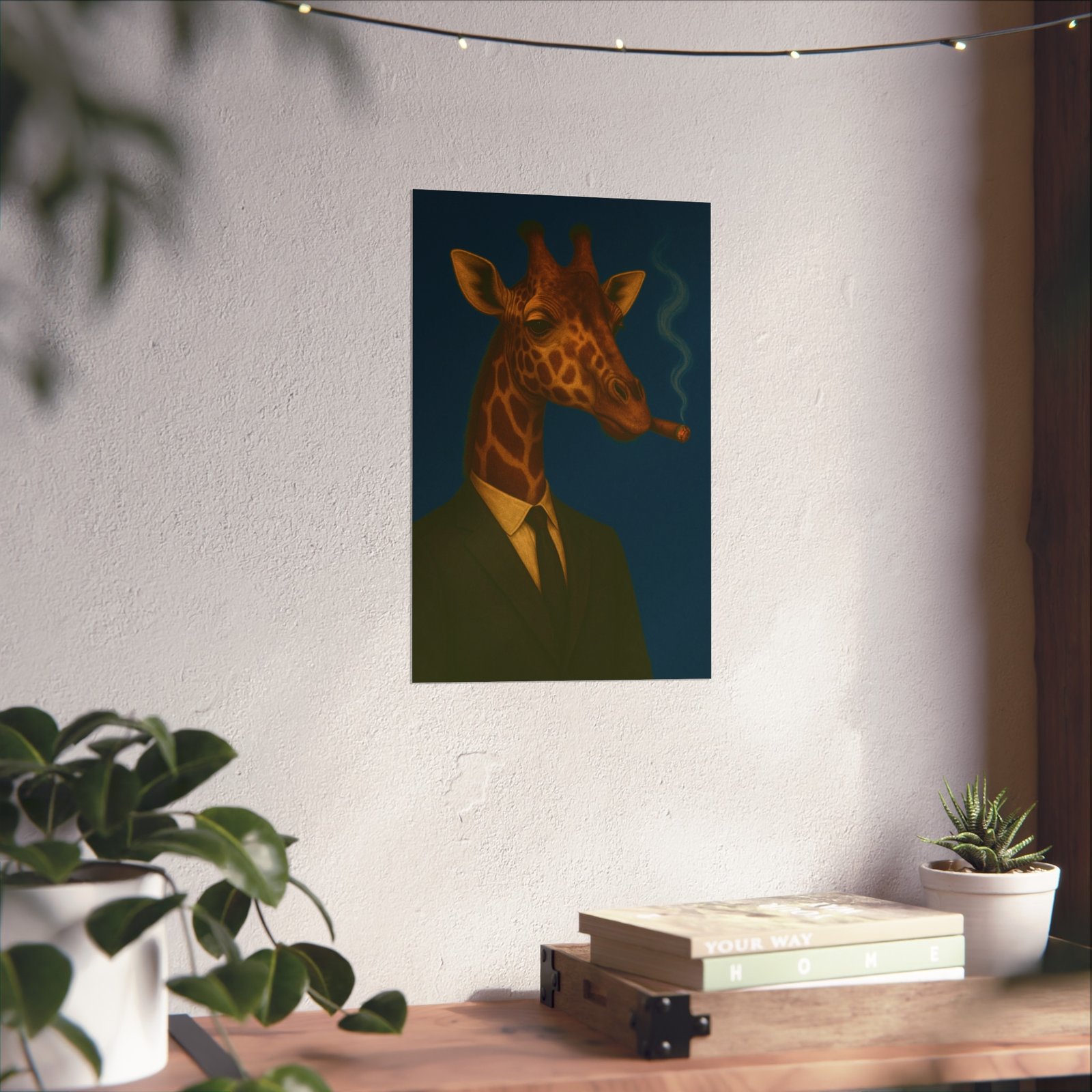 Giraffe Smoking Cigar Art Poster - Image 2