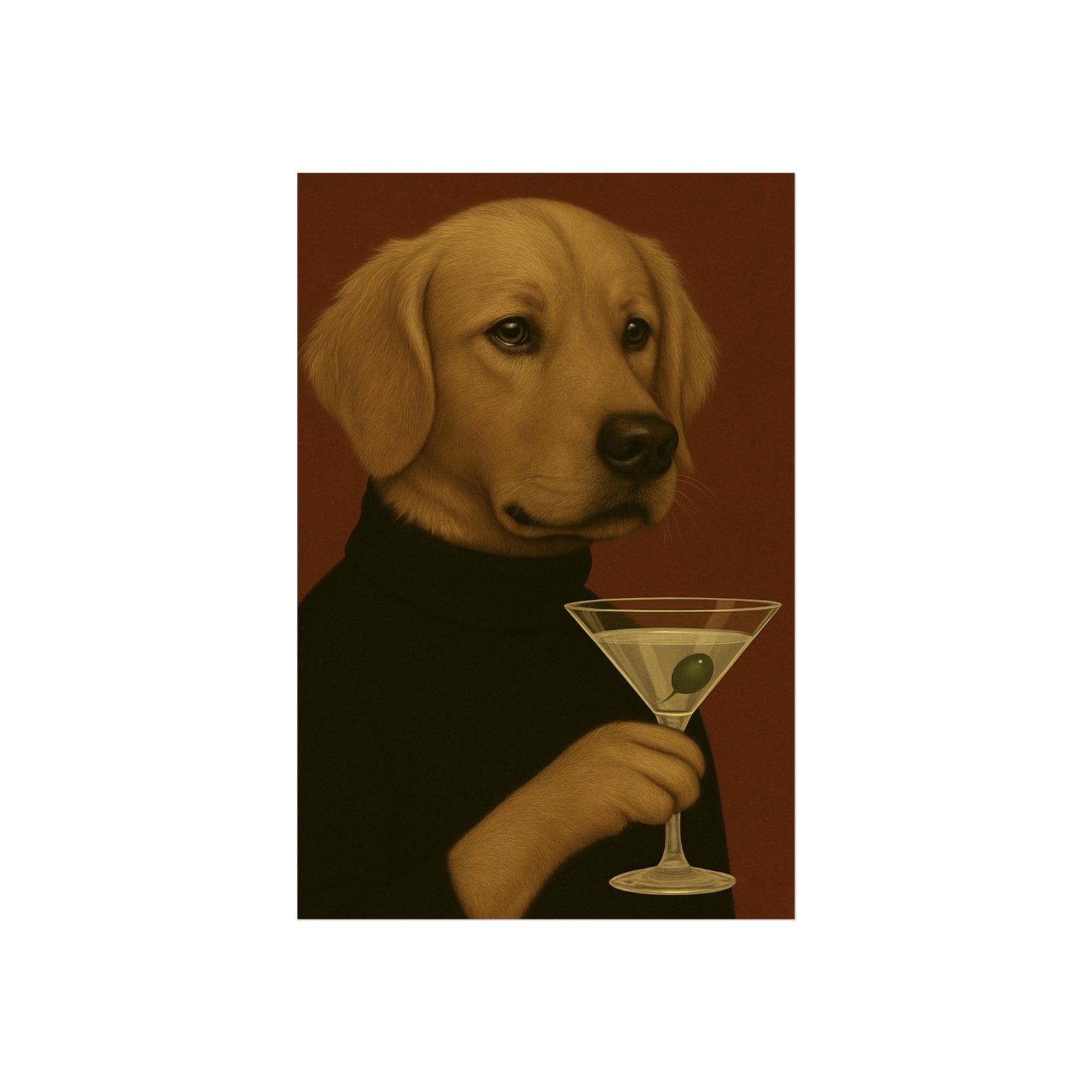 Golden Retriever Dog Martini Art Poster - Image 3