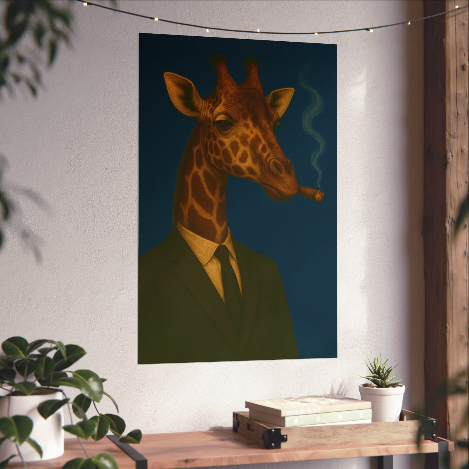 Giraffe Smoking Cigar Art Poster - Image 24