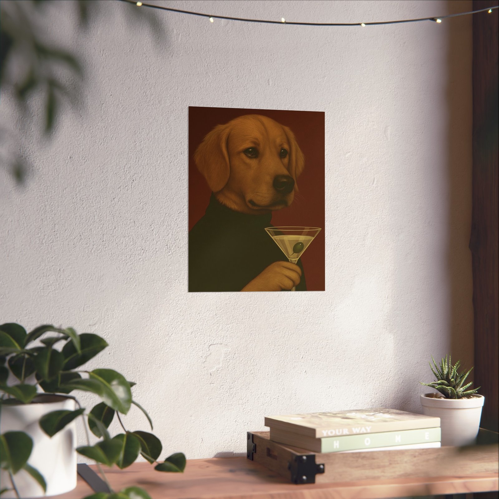 Golden Retriever Dog Martini Art Poster - Image 12