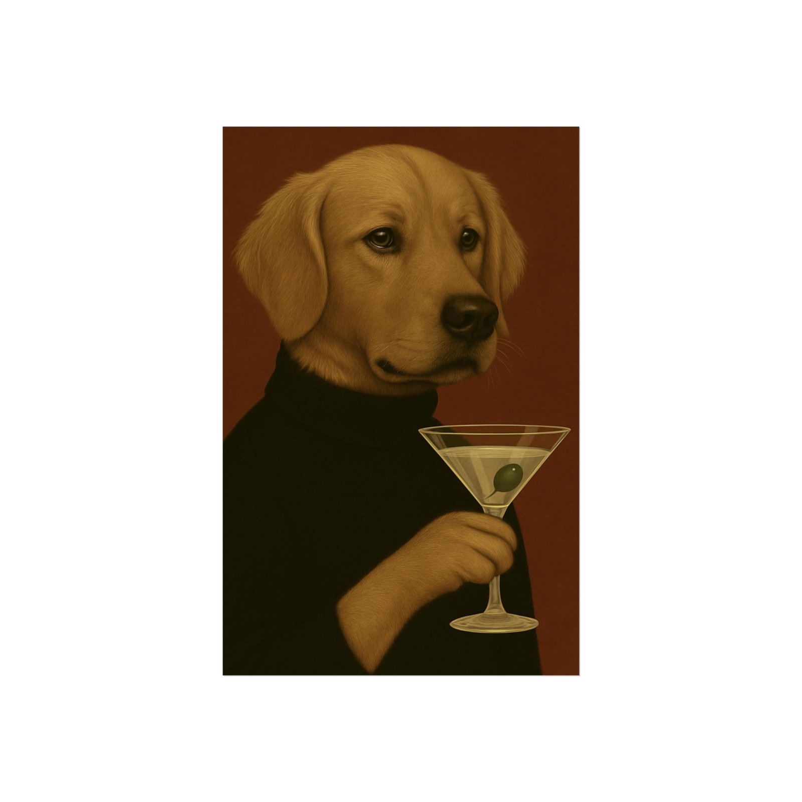 Golden Retriever Dog Martini Art Poster - Image 29