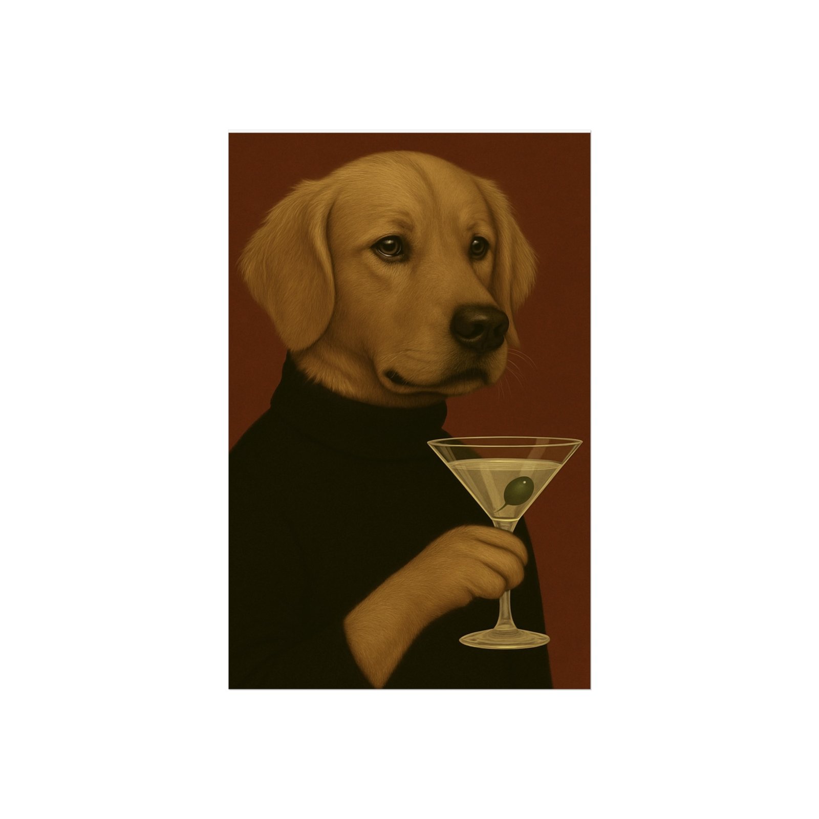 Golden Retriever Dog Martini Art Poster